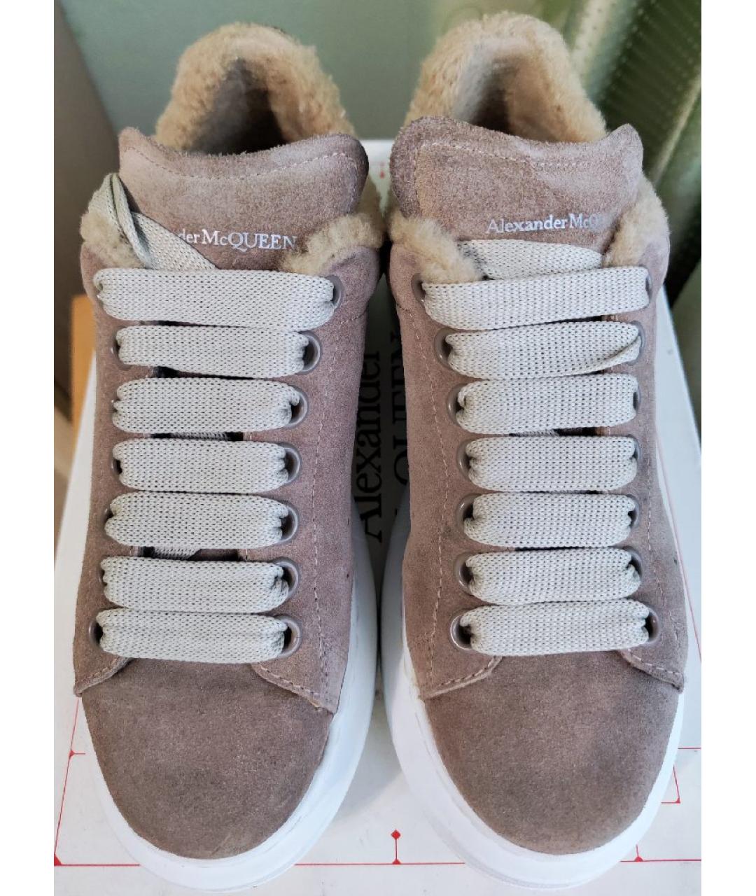 ALEXANDER MCQUEEN Бежевые замшевые кеды, фото 2
