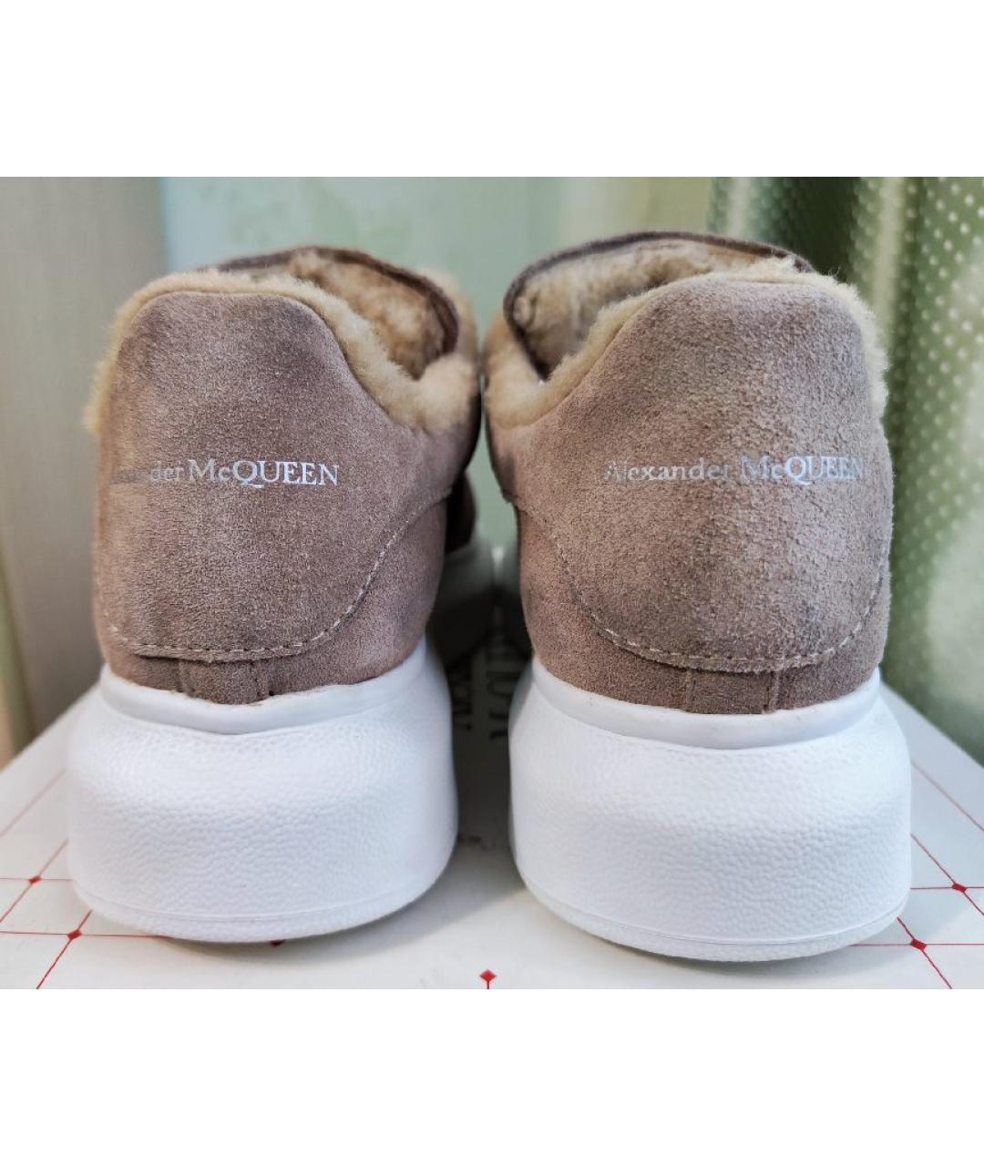 ALEXANDER MCQUEEN Бежевые замшевые кеды, фото 4