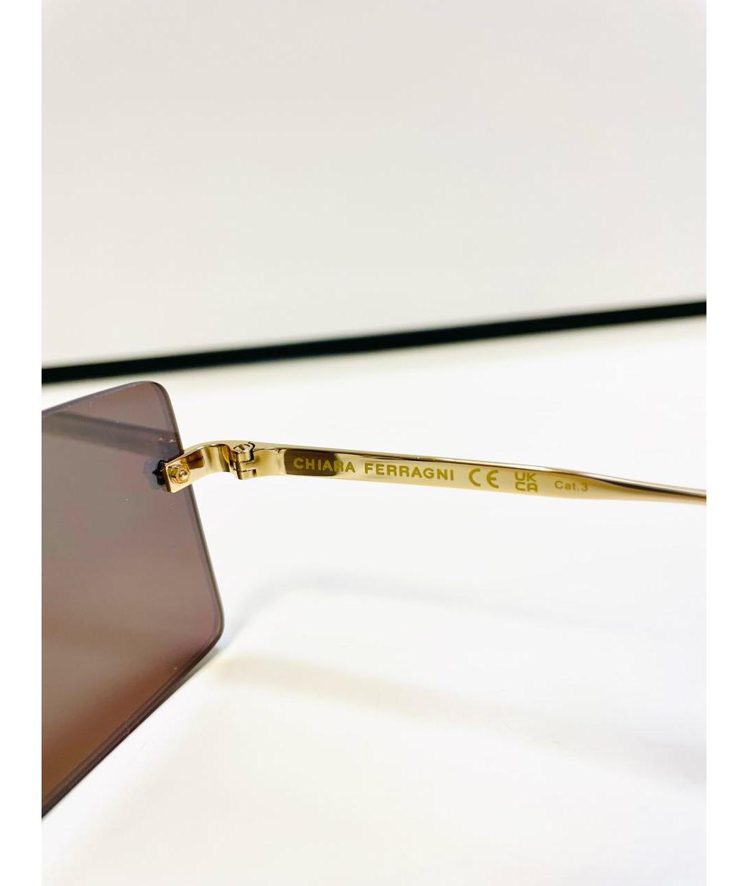 CHIARA FERRAGNI Золотые металлические солнцезащитные очки, фото 8
