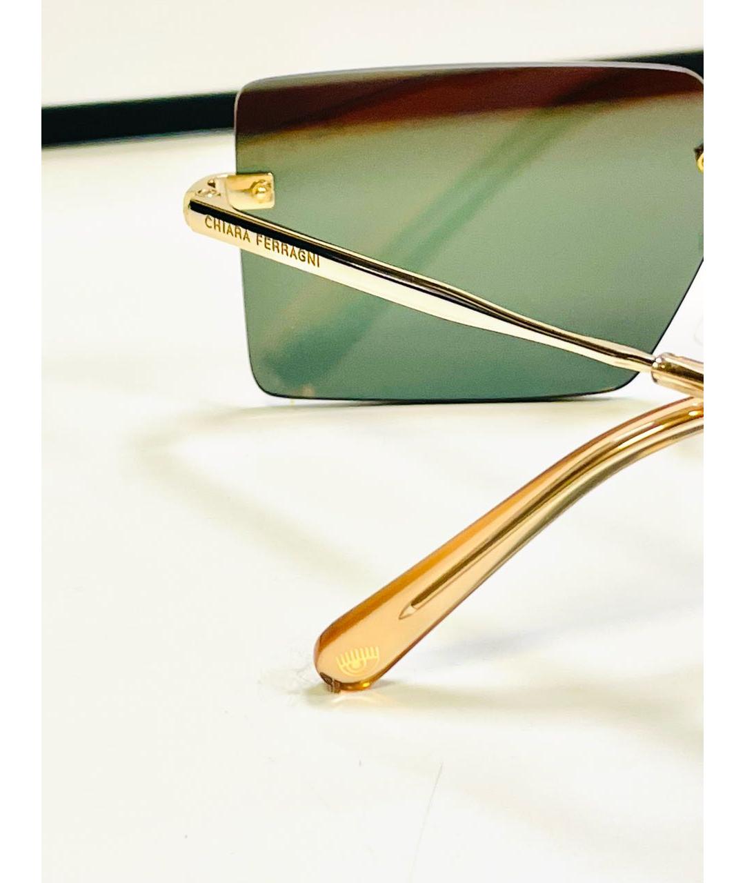 CHIARA FERRAGNI Золотые металлические солнцезащитные очки, фото 6