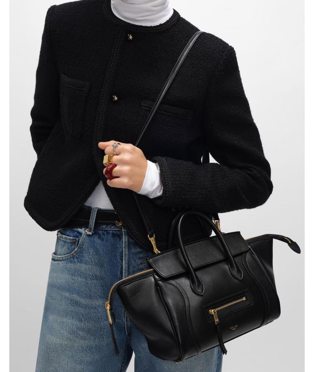 CELINE Черная кожаная сумка тоут, фото 3