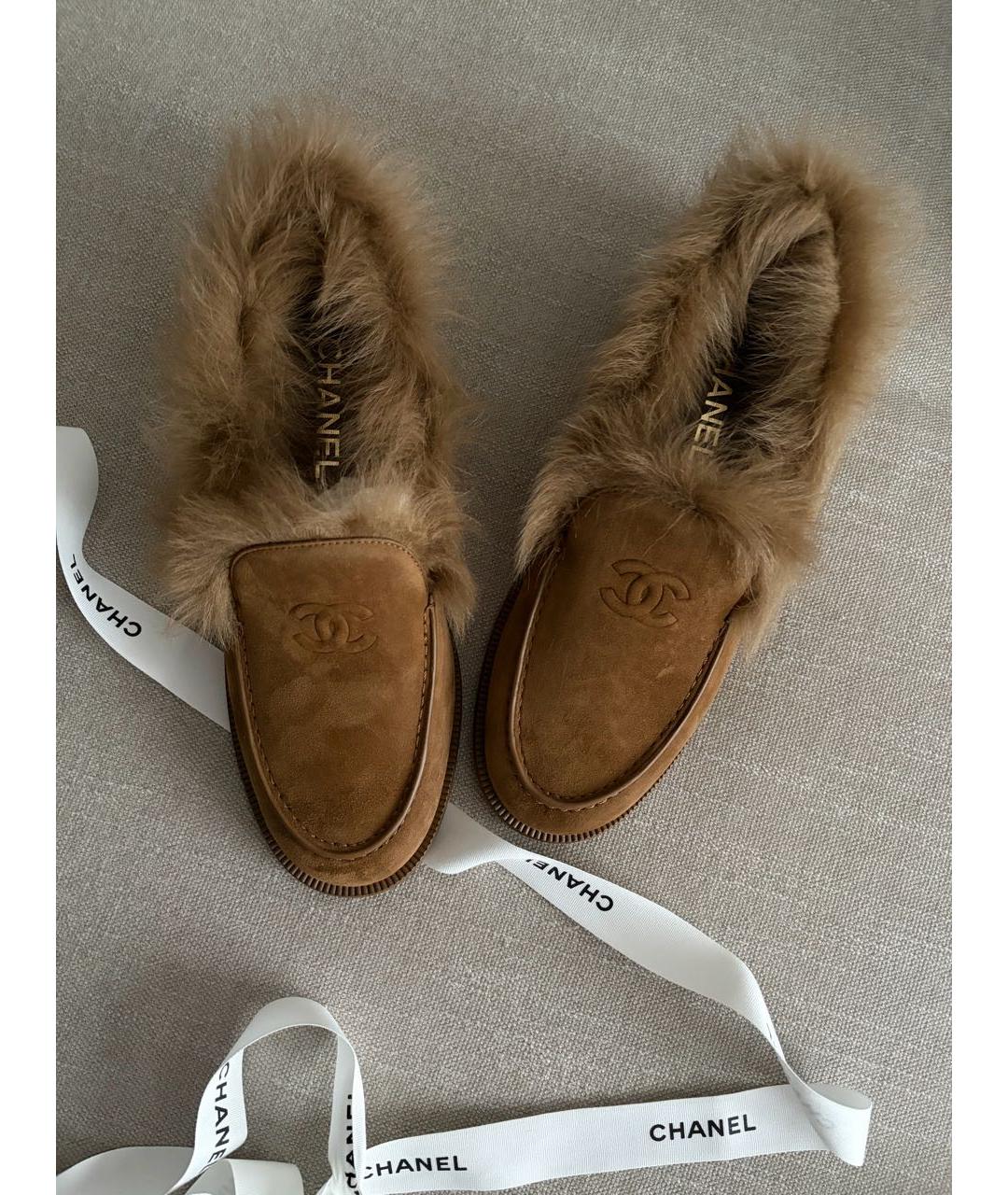 CHANEL Коричневые замшевые лоферы, фото 2