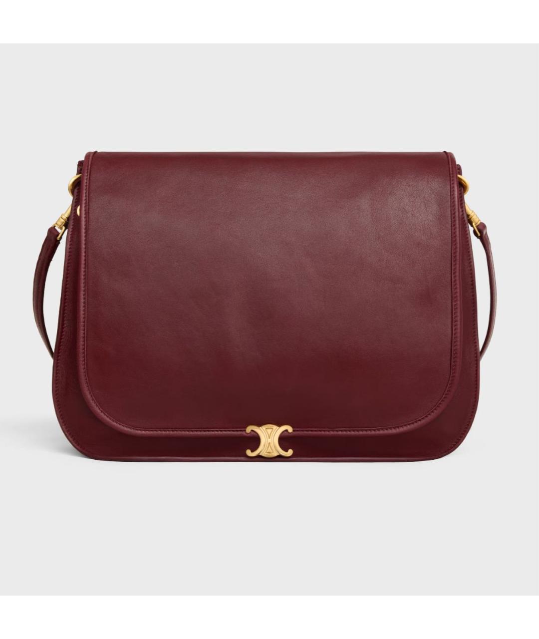 CELINE Бордовая кожаная сумка через плечо, фото 5
