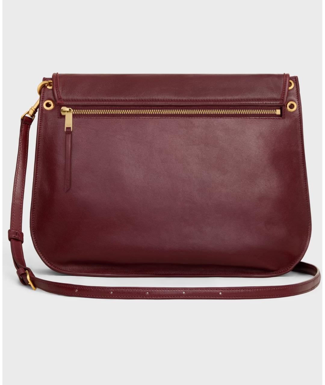 CELINE Бордовая кожаная сумка через плечо, фото 4