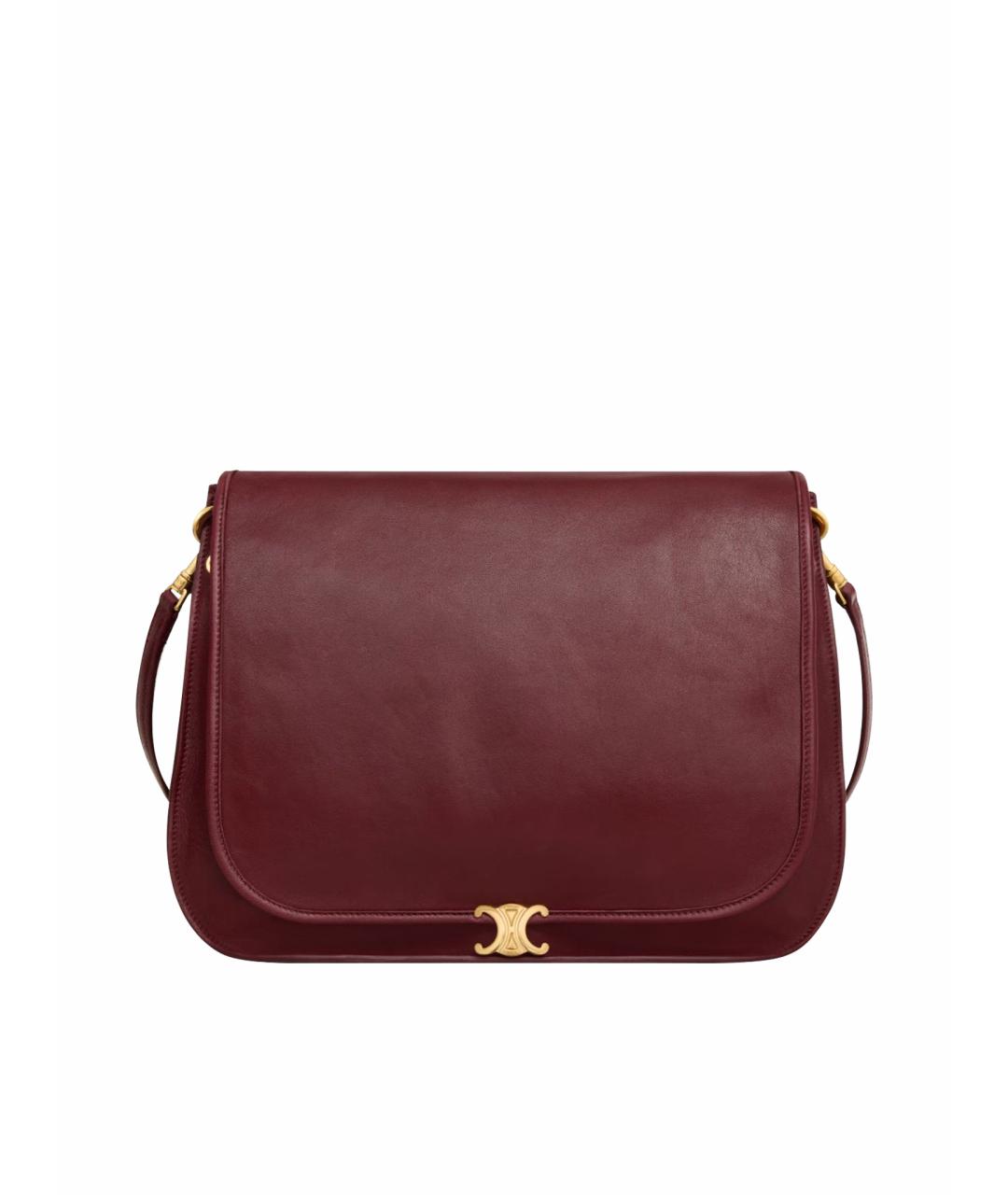 CELINE Бордовая кожаная сумка через плечо, фото 1