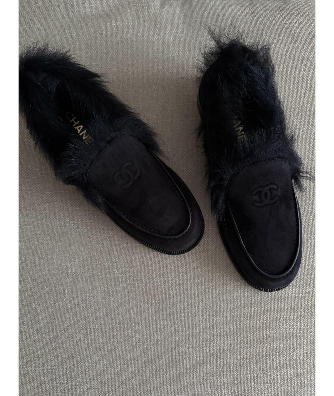 CHANEL Черные замшевые лоферы, фото 2