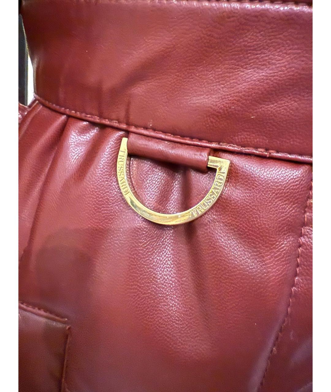 TRUSSARDI JEANS Бордовый полиуретановый пуховик, фото 2