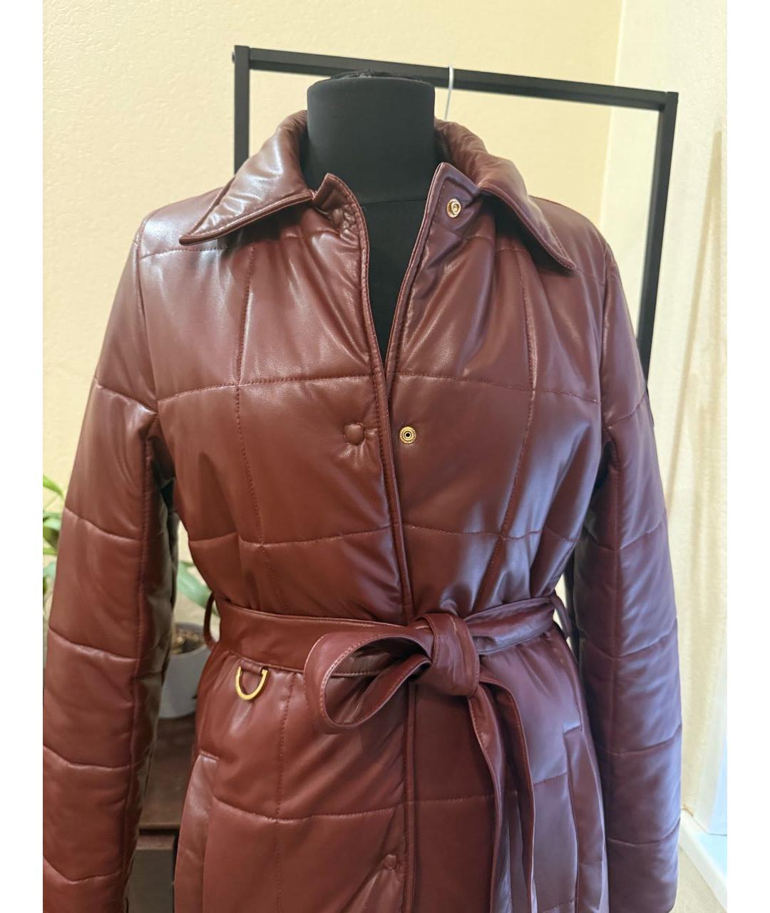 TRUSSARDI JEANS Бордовый полиуретановый пуховик, фото 8