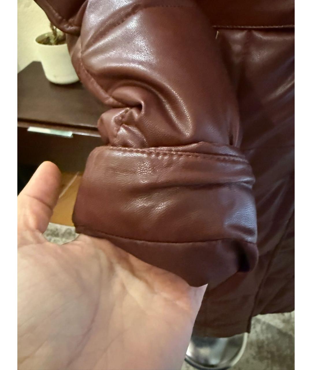 TRUSSARDI JEANS Бордовый полиуретановый пуховик, фото 3