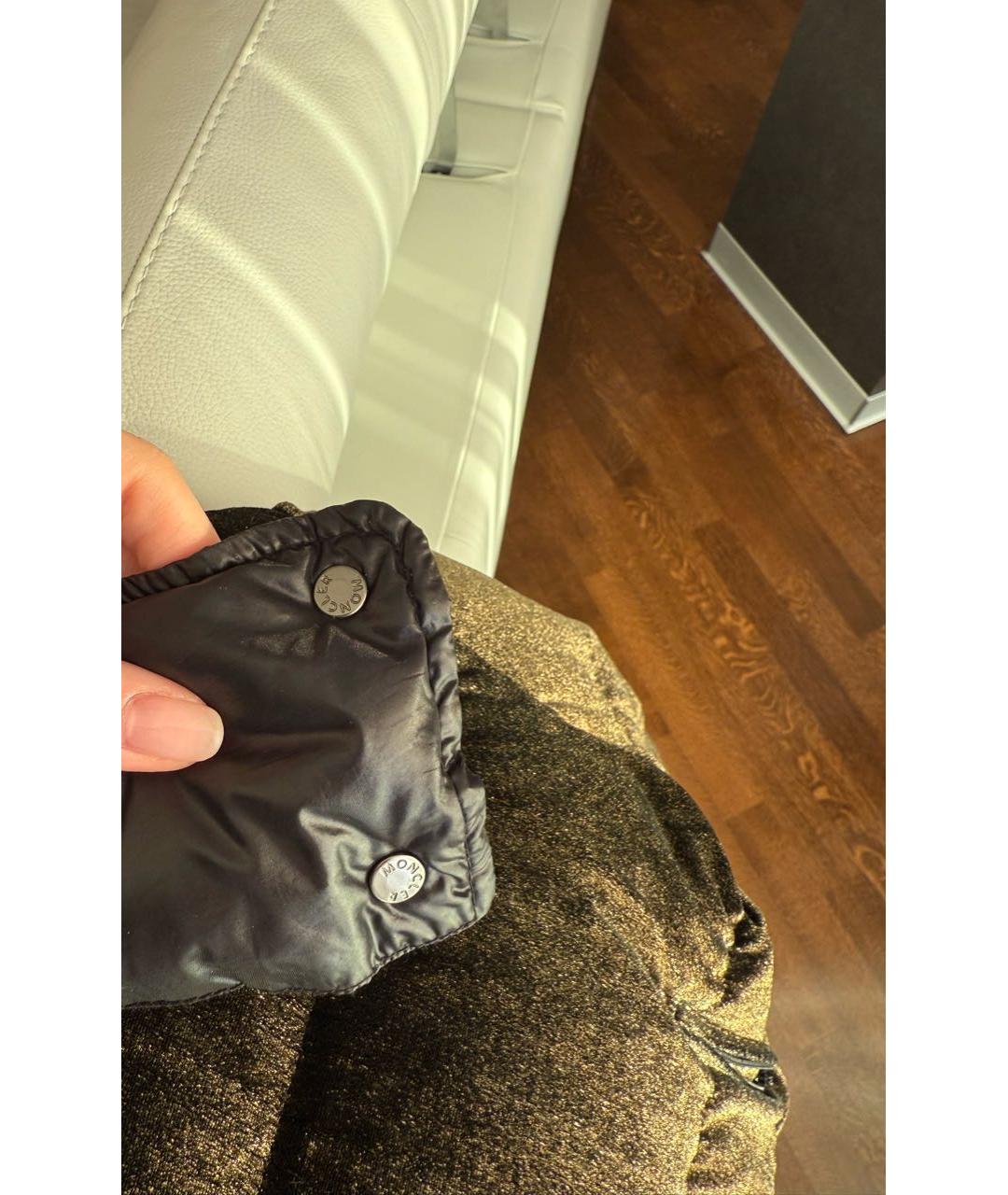 MONCLER Золотой полиэстеровый пуховик, фото 8