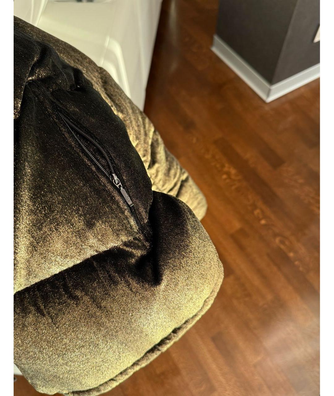 MONCLER Золотой полиэстеровый пуховик, фото 7