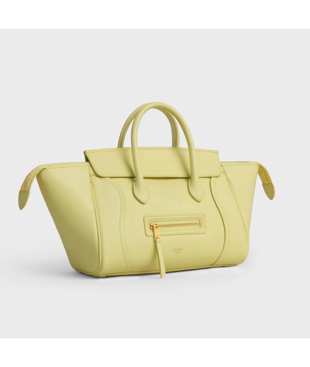 CELINE Желтая кожаная сумка тоут, фото 2