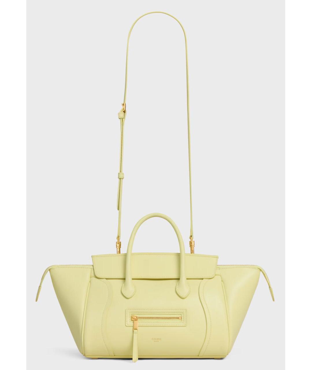 CELINE Желтая кожаная сумка тоут, фото 3