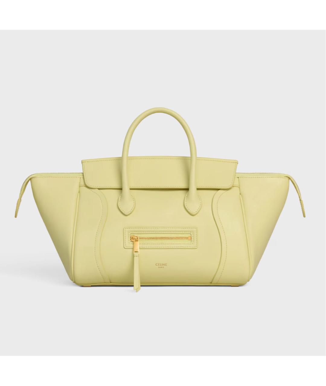 CELINE Желтая кожаная сумка тоут, фото 5