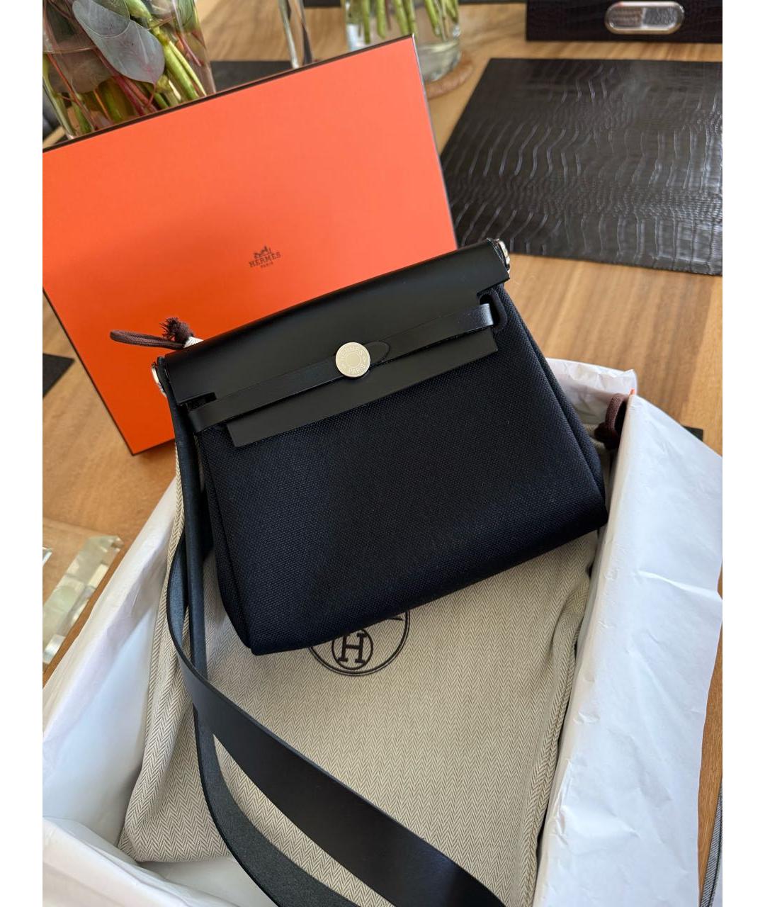 HERMES Черная сумка с короткими ручками, фото 4