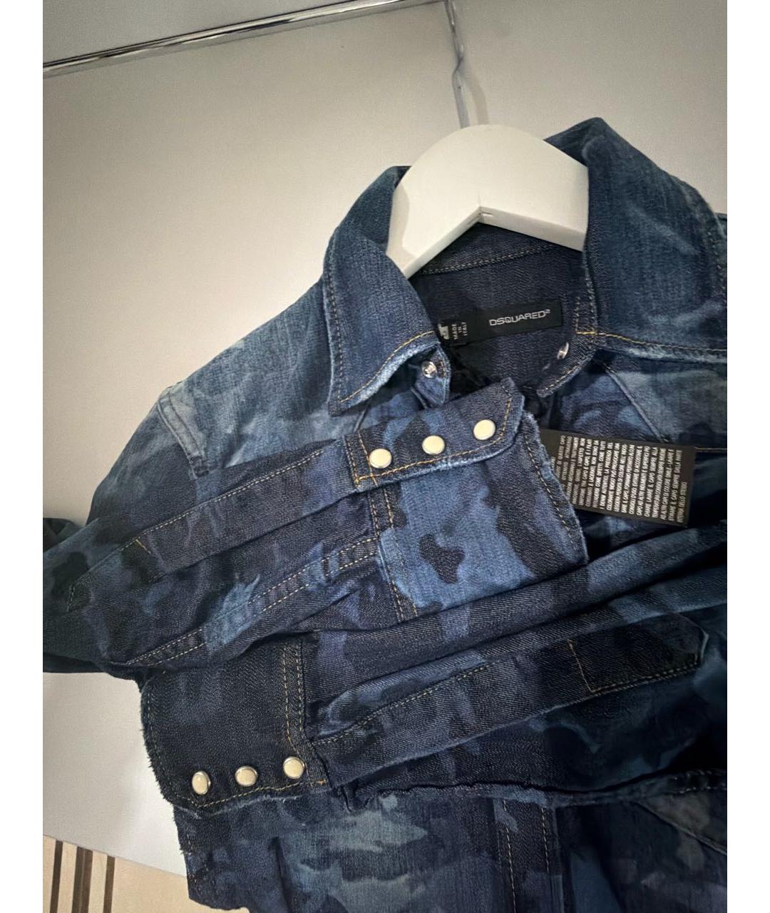 DSQUARED2 Темно-синяя деним рубашка, фото 5