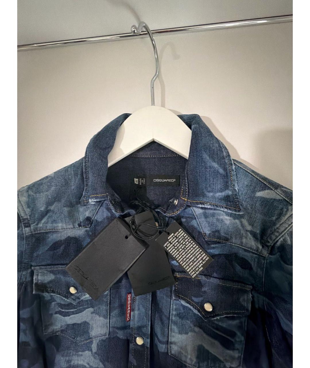 DSQUARED2 Темно-синяя деним рубашка, фото 3