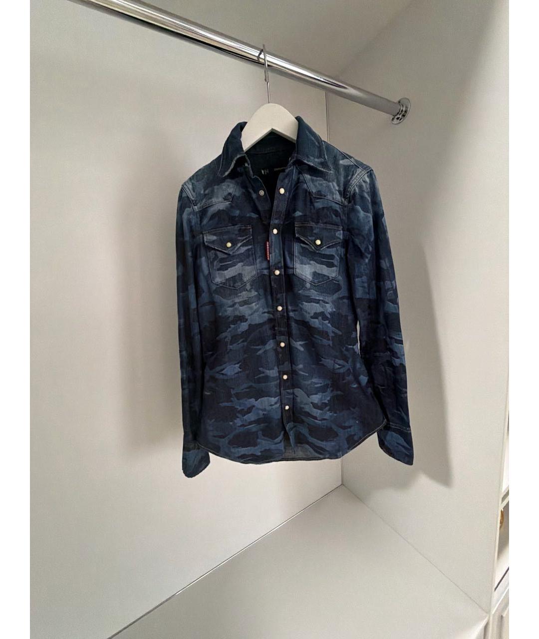 DSQUARED2 Темно-синяя деним рубашка, фото 7