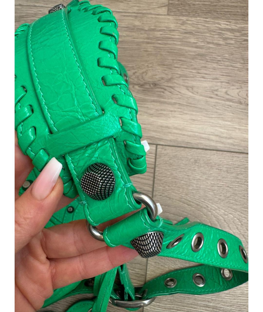 BALENCIAGA Зеленая кожаная сумка через плечо, фото 7