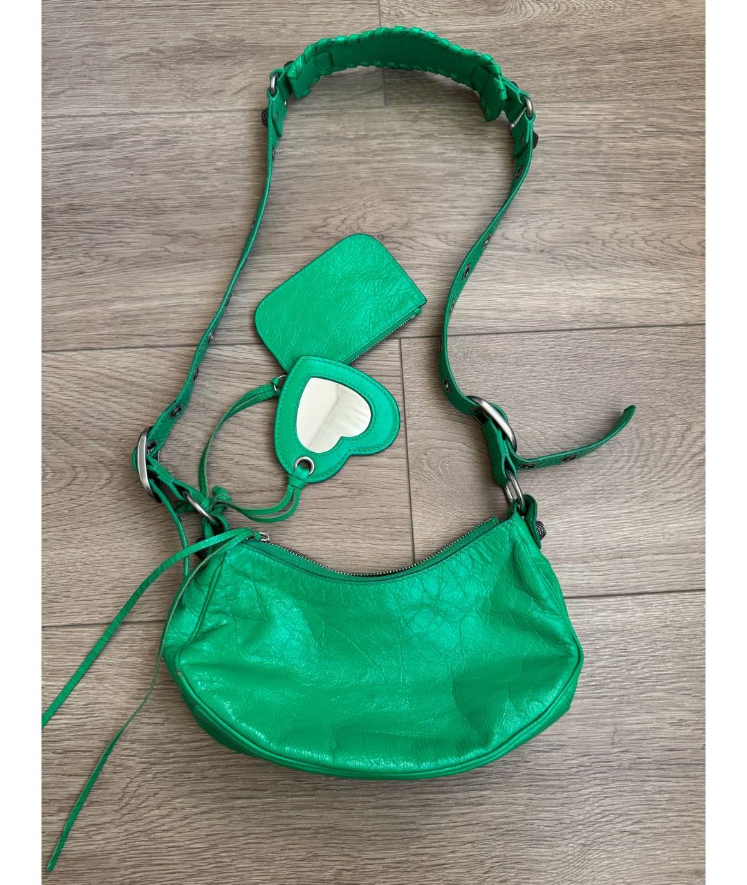 BALENCIAGA Зеленая кожаная сумка через плечо, фото 3