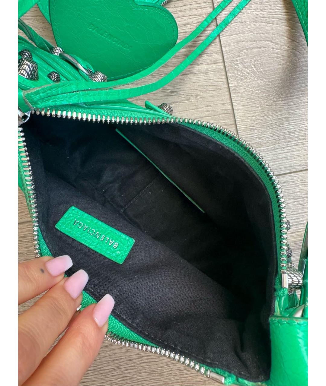 BALENCIAGA Зеленая кожаная сумка через плечо, фото 5