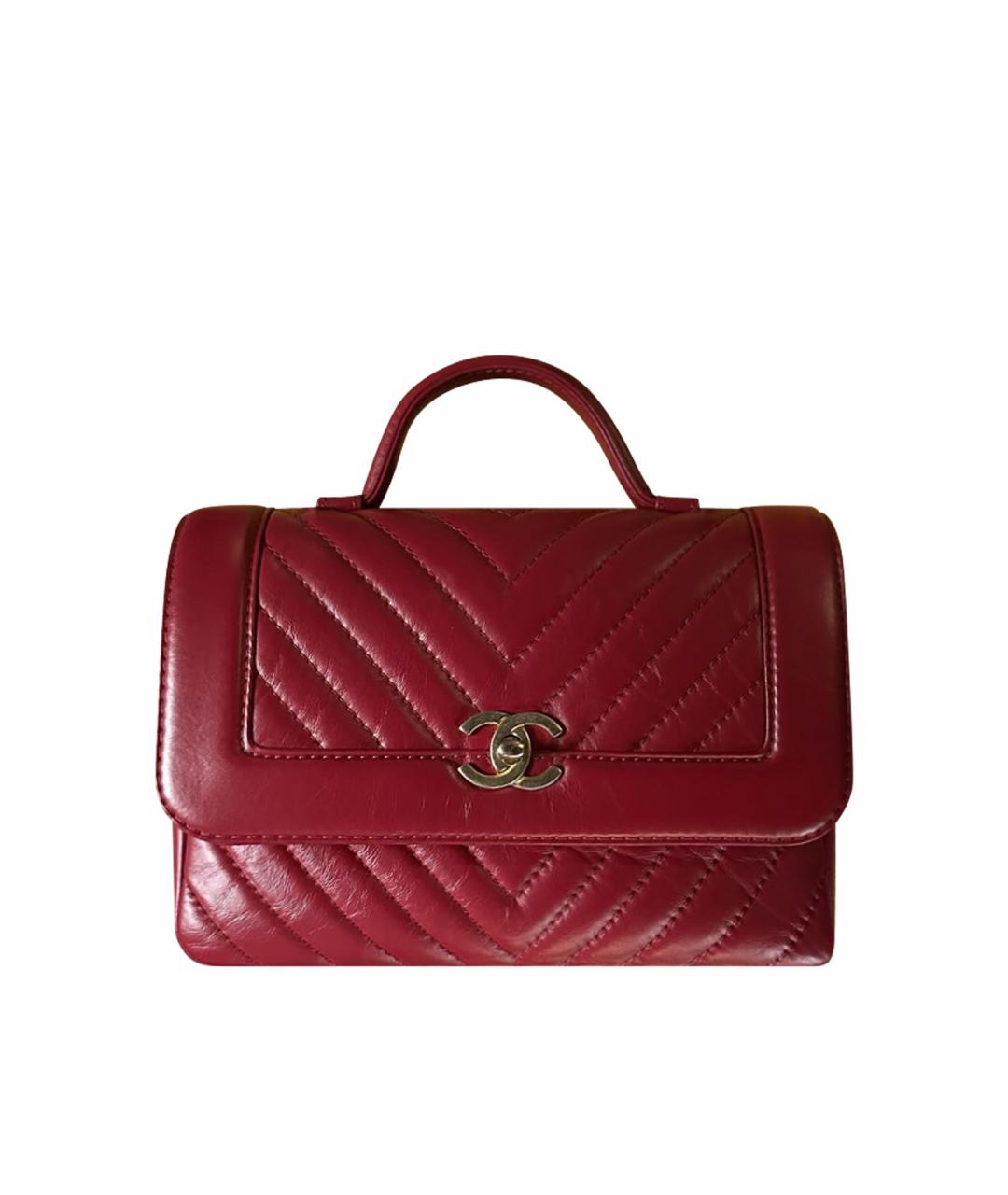 CHANEL Бордовая кожаная сумка через плечо, фото 1