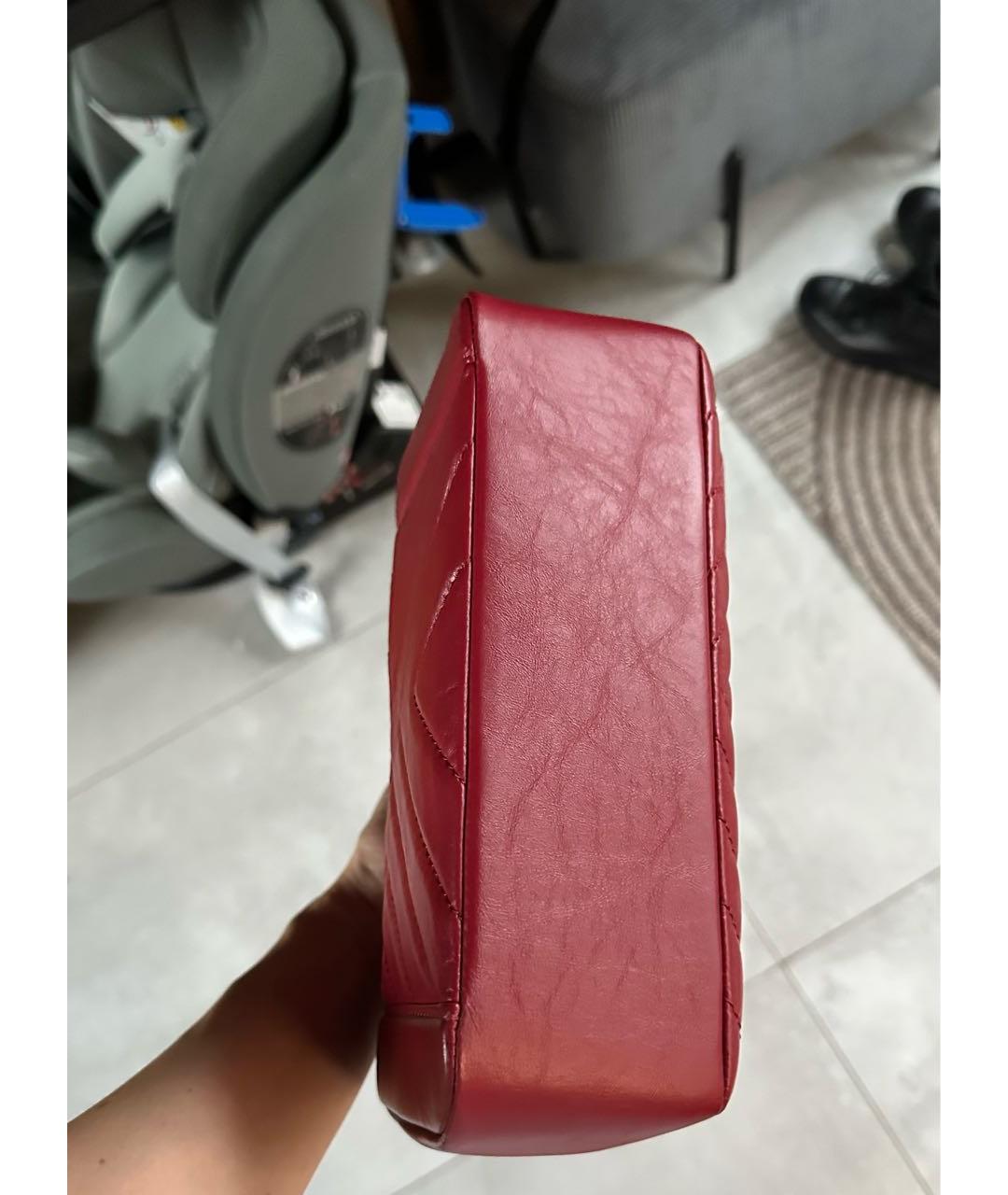 CHANEL Бордовая кожаная сумка через плечо, фото 3