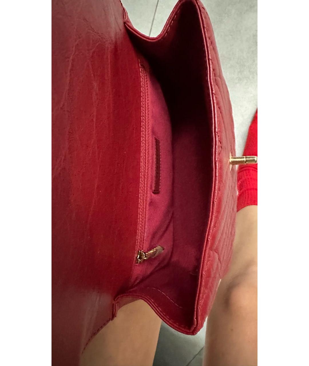 CHANEL Бордовая кожаная сумка через плечо, фото 5