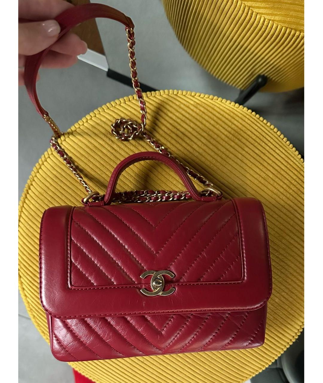 CHANEL Бордовая кожаная сумка через плечо, фото 6