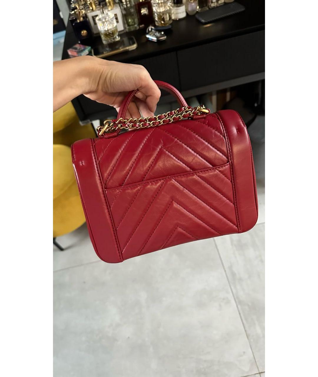 CHANEL Бордовая кожаная сумка через плечо, фото 2