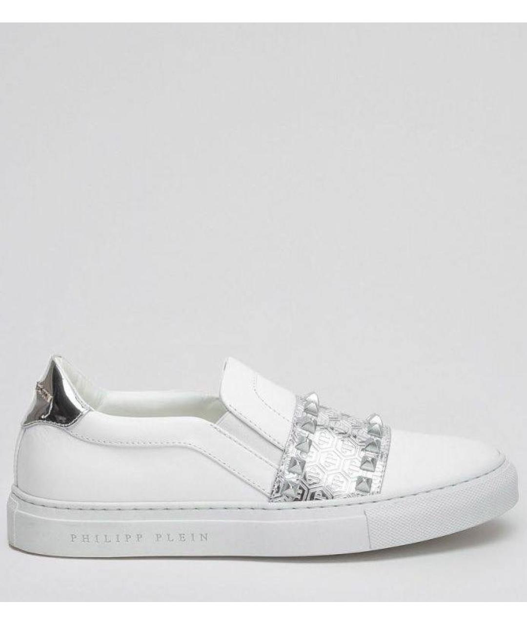 PHILIPP PLEIN Белые кожаные слипоны, фото 8