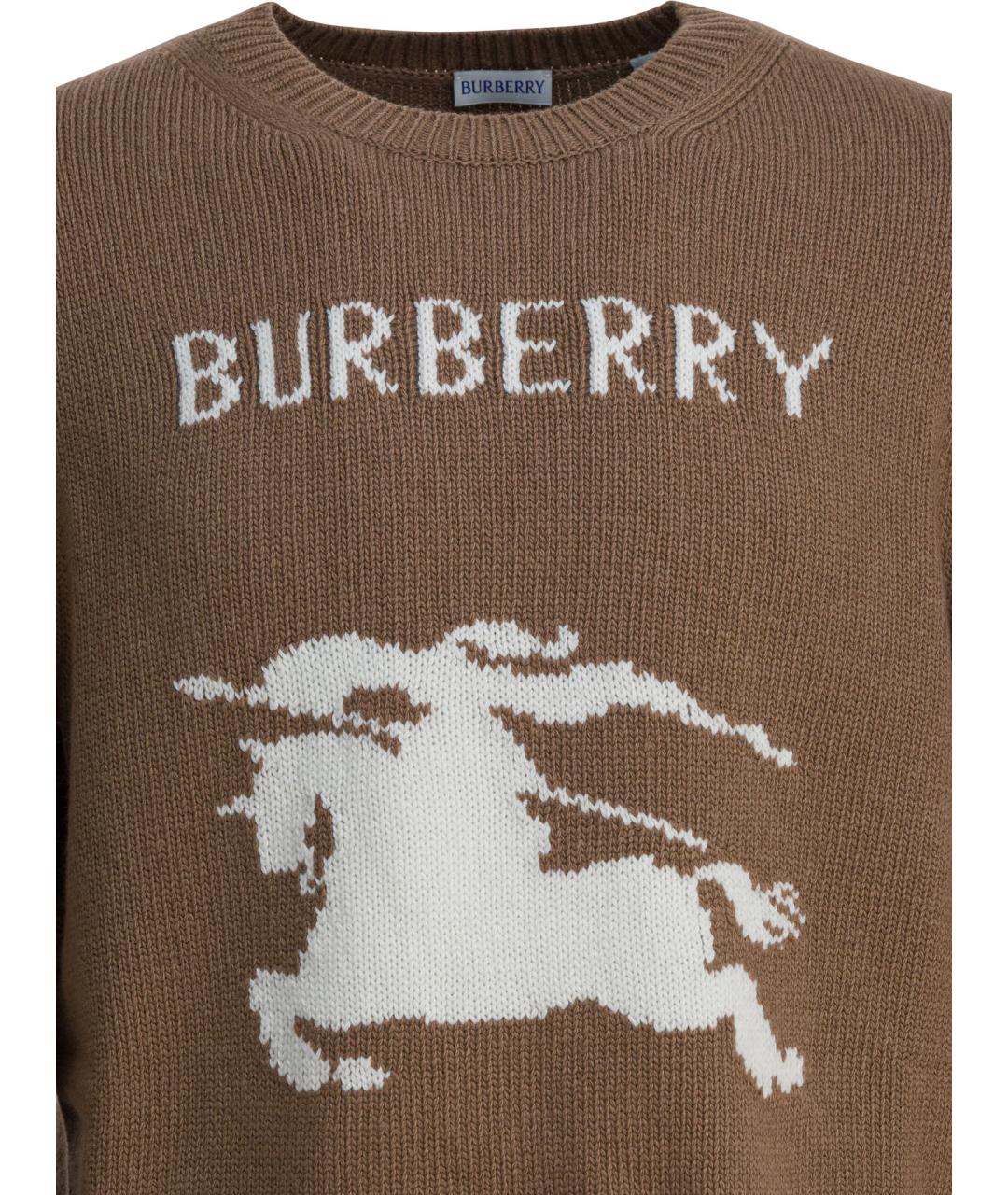 BURBERRY Коричневый шерстяной джемпер / свитер, фото 3