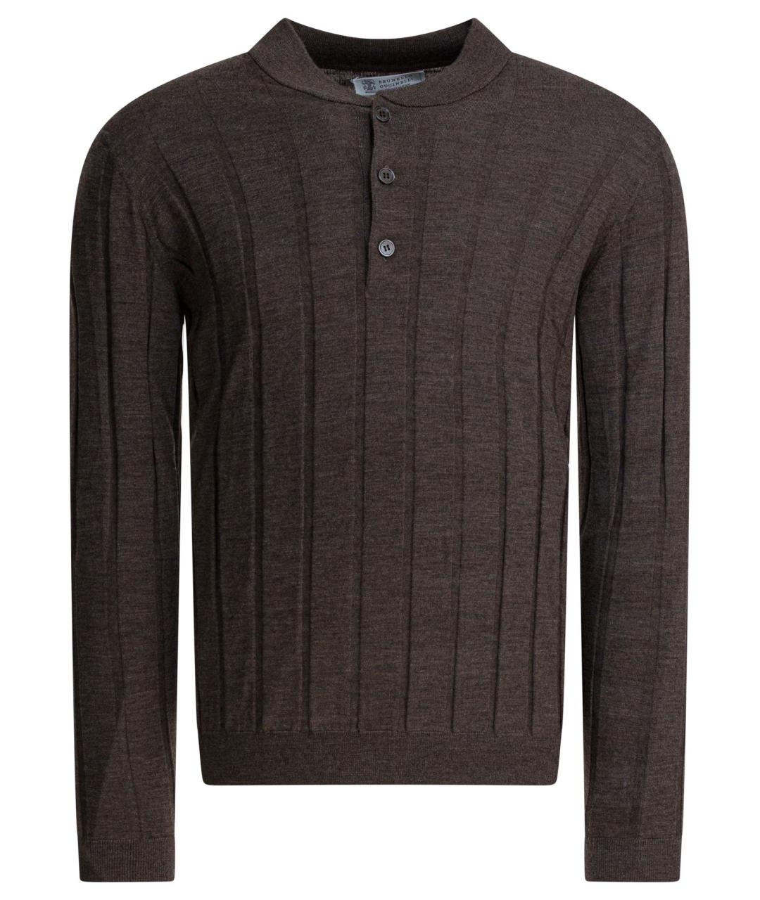 BRUNELLO CUCINELLI Коричневый шерстяной джемпер / свитер, фото 1