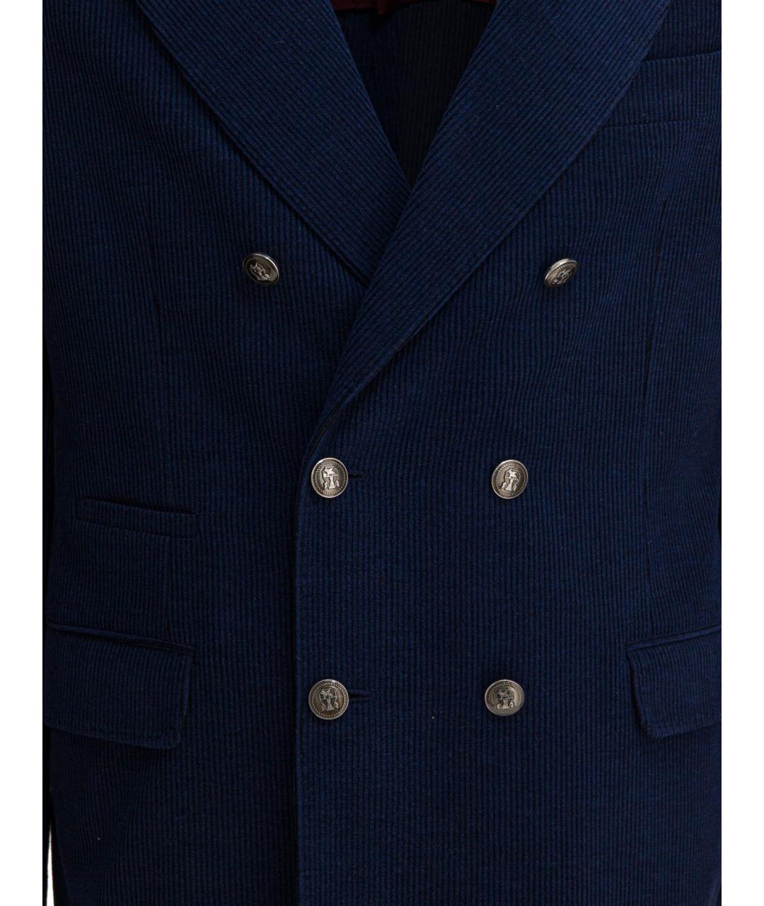 BRUNELLO CUCINELLI Темно-синее шерстяное пальто, фото 3