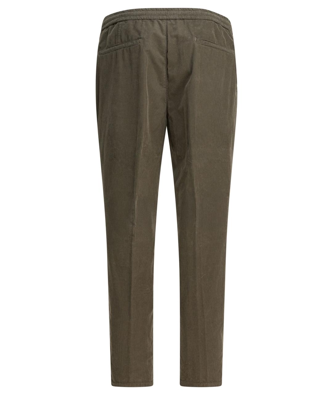 BRUNELLO CUCINELLI Зеленые хлопковые повседневные брюки, фото 2