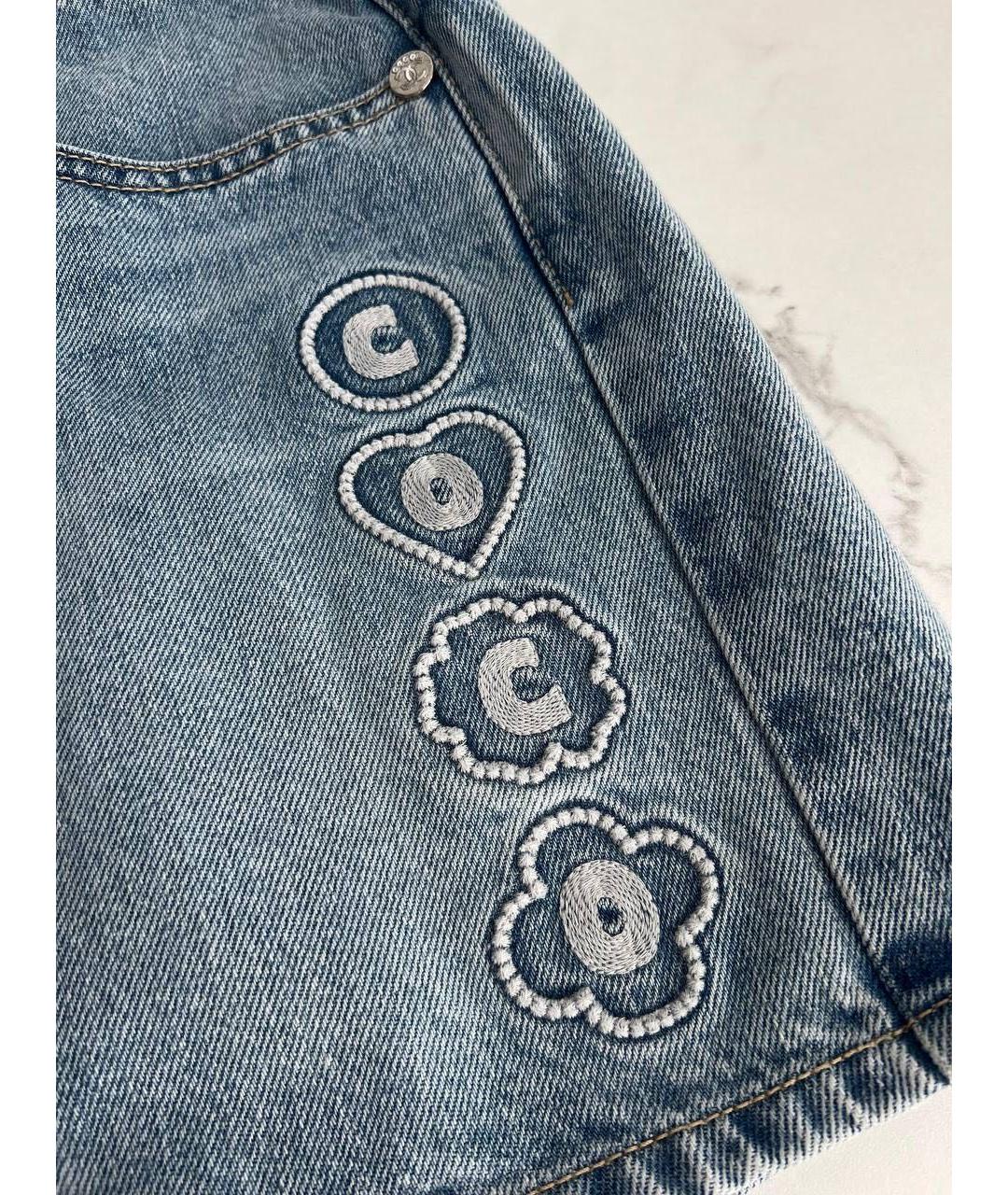 CHANEL Голубые деним шорты, фото 4