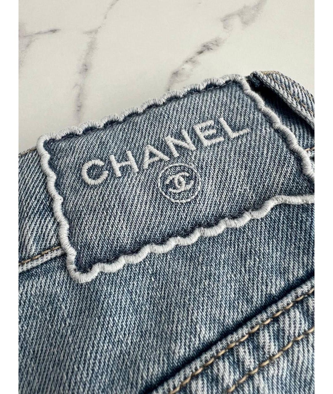CHANEL Голубые деним шорты, фото 3
