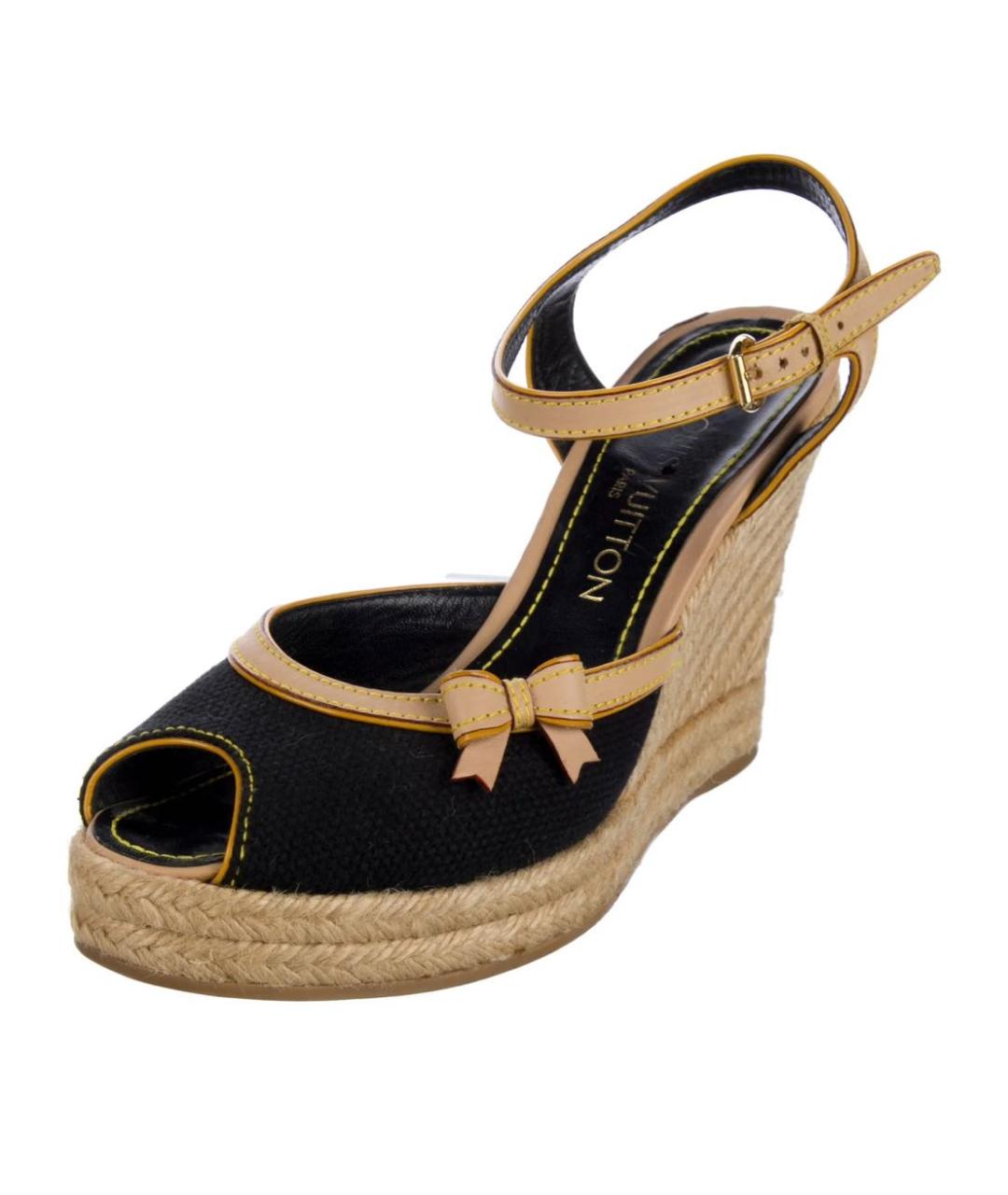 LOUIS VUITTON Темно-синие текстильные босоножки, фото 2