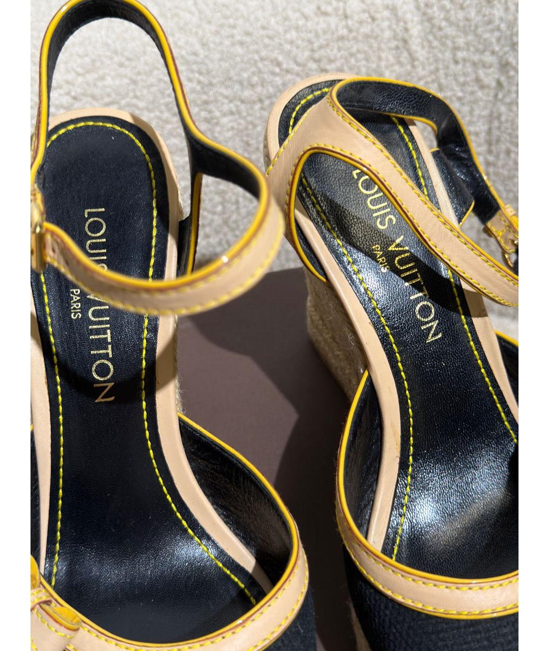 LOUIS VUITTON Темно-синие текстильные босоножки, фото 3