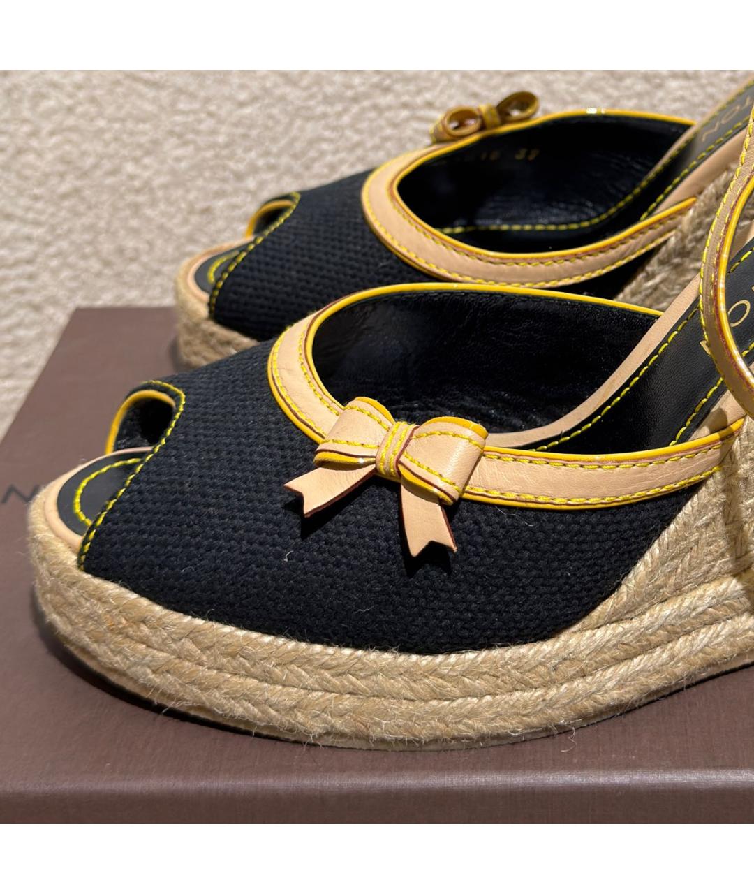 LOUIS VUITTON Темно-синие текстильные босоножки, фото 6