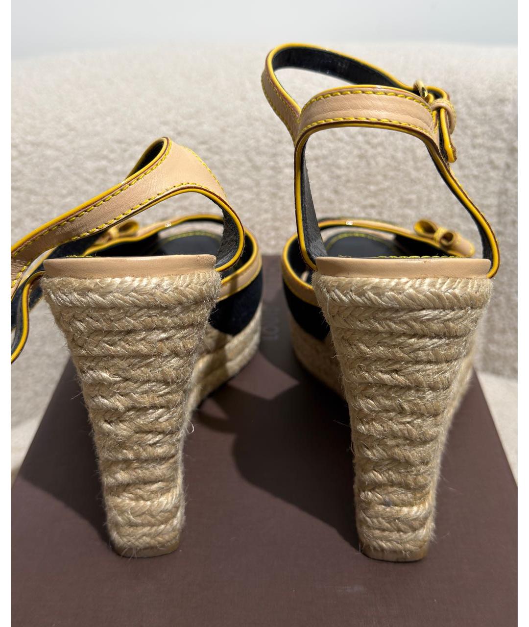 LOUIS VUITTON Темно-синие текстильные босоножки, фото 4