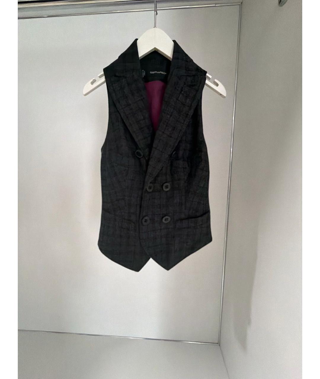 DSQUARED2 Серый шерстяной жилет, фото 7
