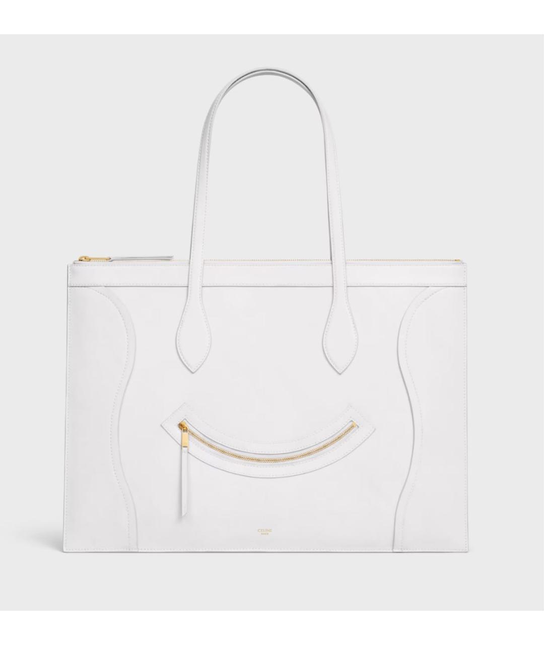 CELINE Белая кожаная сумка тоут, фото 5