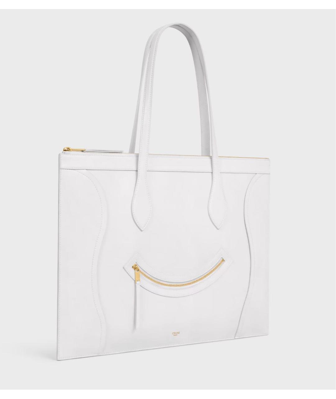 CELINE Белая кожаная сумка тоут, фото 4