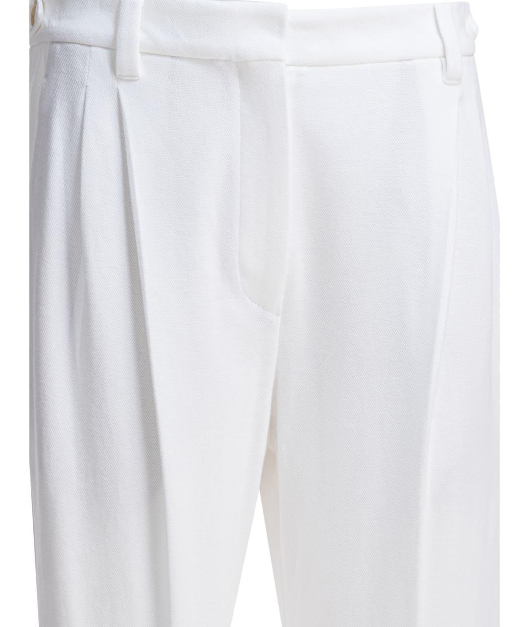BRUNELLO CUCINELLI Белые хлопковые прямые брюки, фото 3