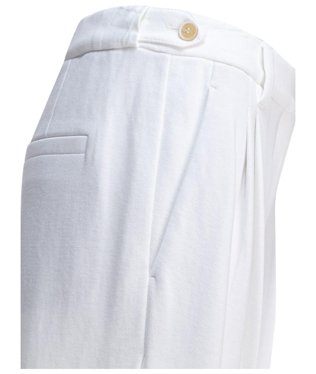 BRUNELLO CUCINELLI Белые хлопковые прямые брюки, фото 4