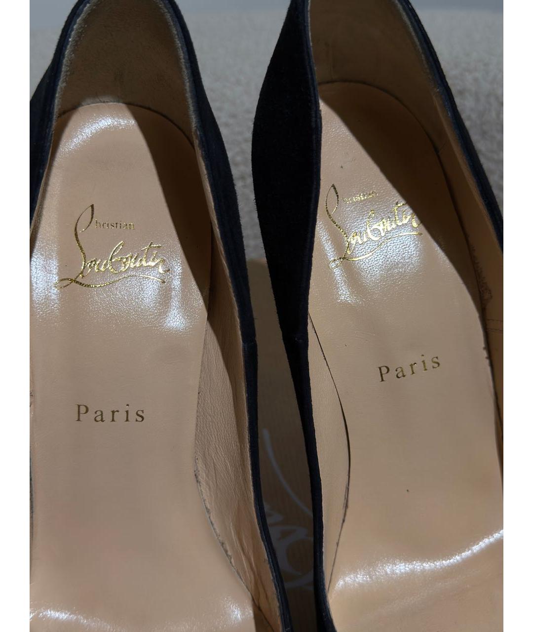 CHRISTIAN LOUBOUTIN Черные замшевые туфли, фото 3