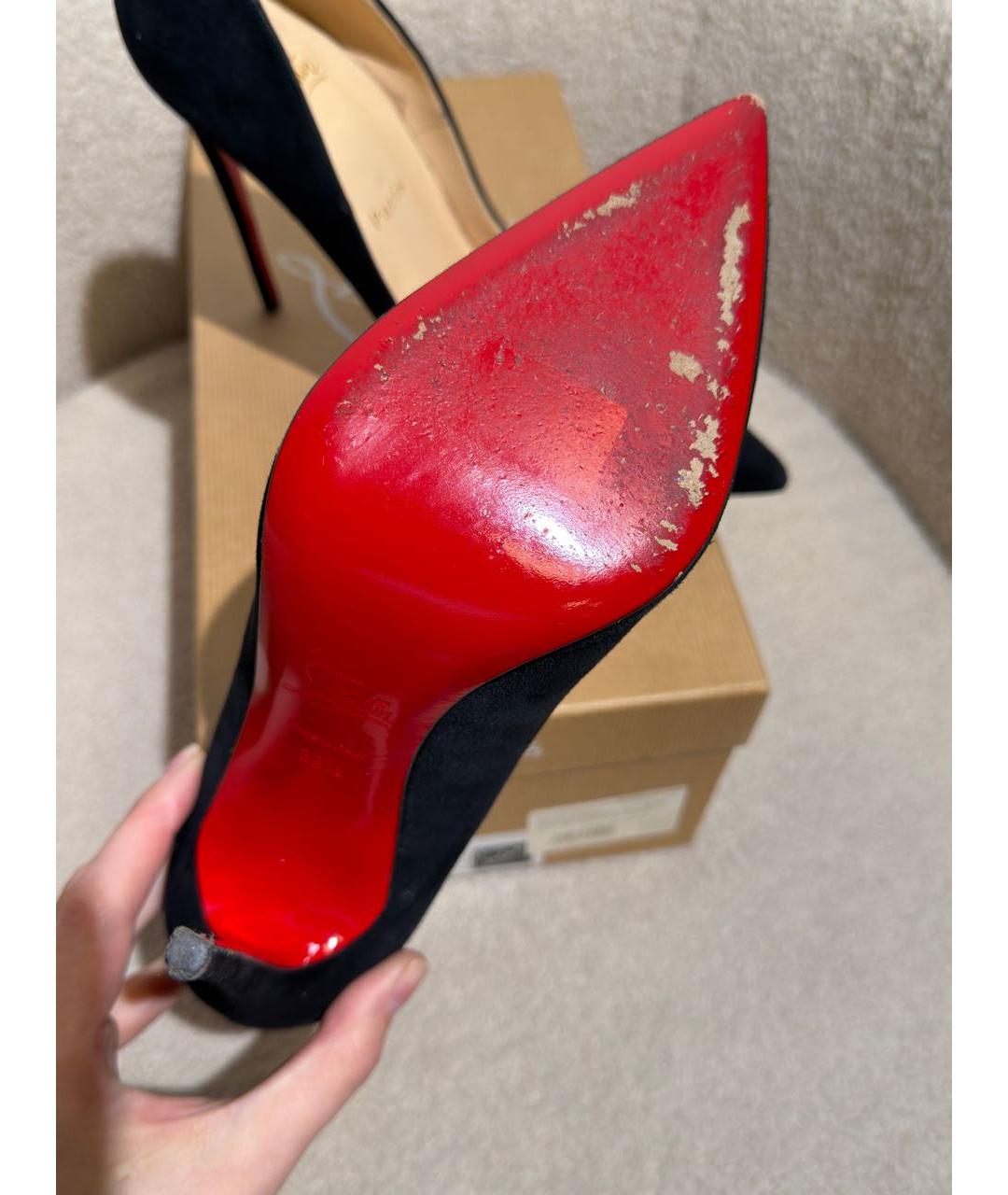 CHRISTIAN LOUBOUTIN Черные замшевые туфли, фото 7