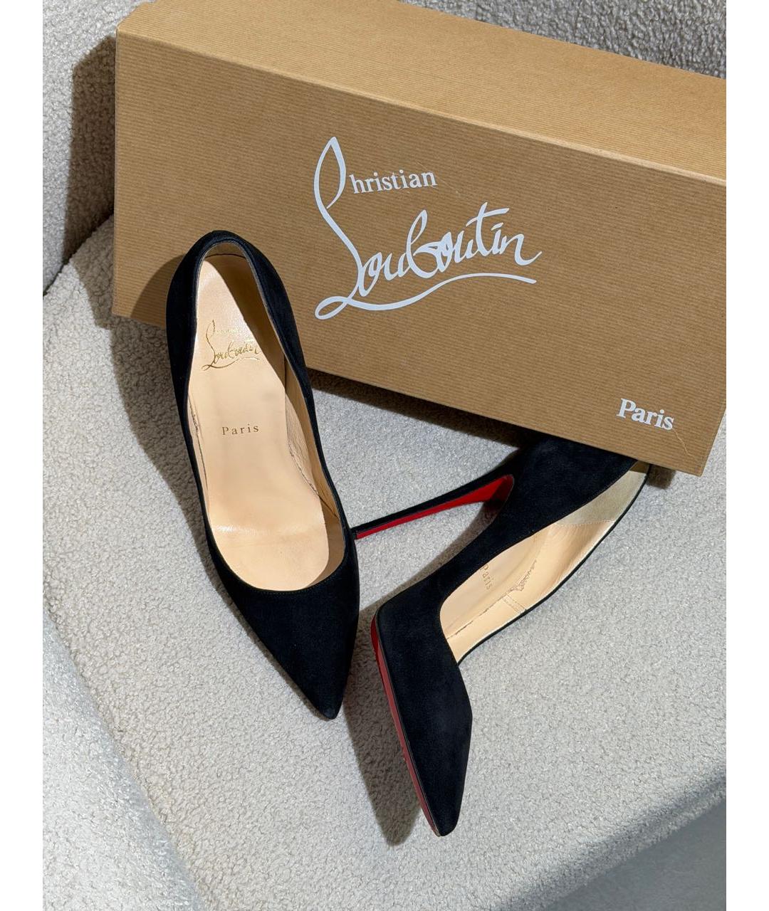 CHRISTIAN LOUBOUTIN Черные замшевые туфли, фото 6