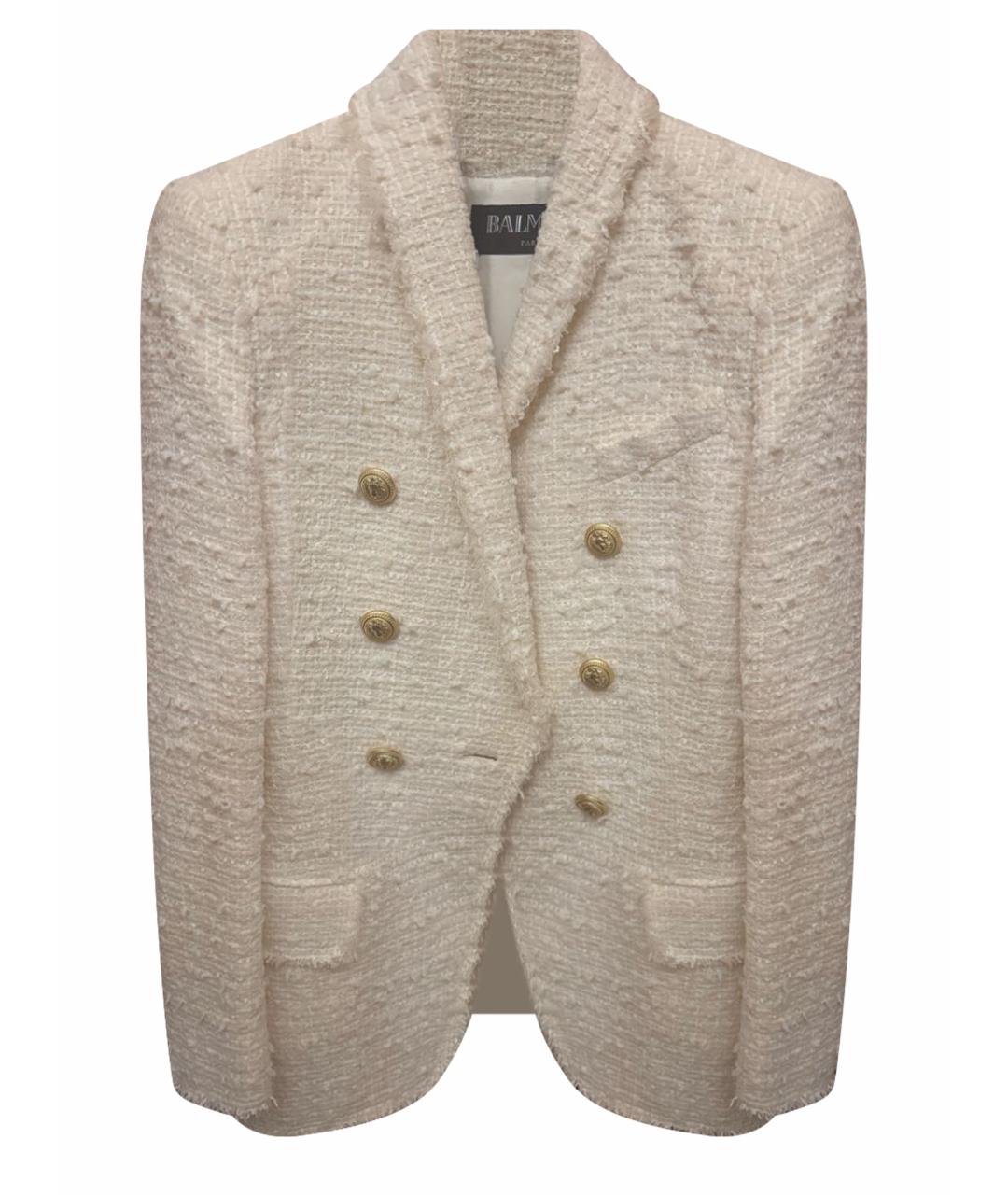 BALMAIN Белый твидовый жакет/пиджак, фото 1